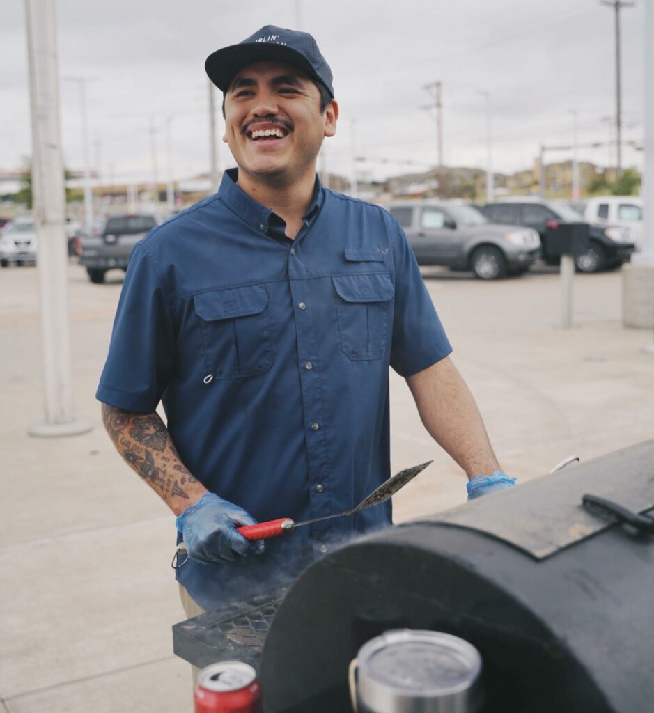 Jonathan Silva Grilling Burgers in Lubbock